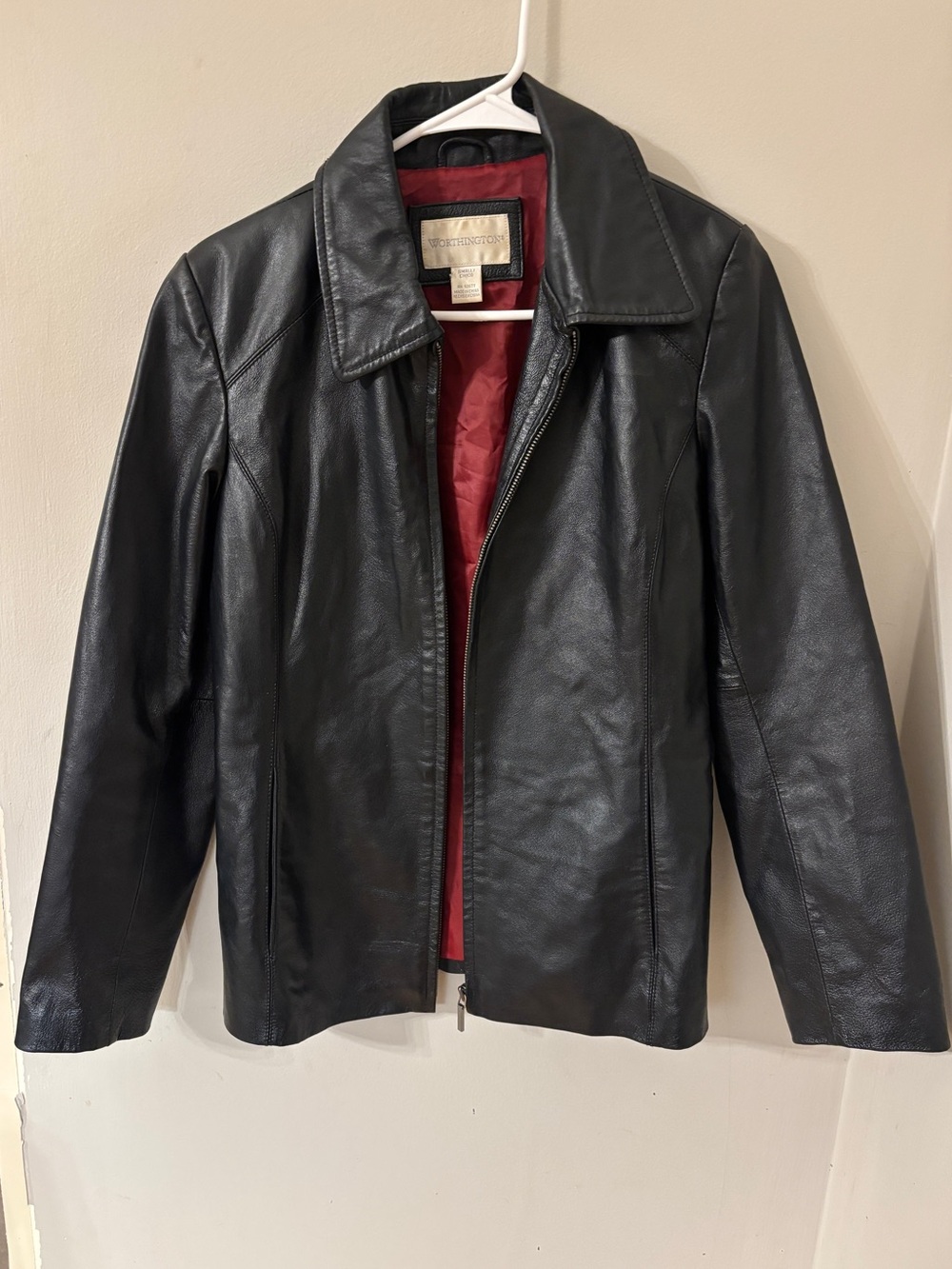 Vintage Worthington Genuine Leather Fall Black Jacket 90s Y2K Minimalist Moto